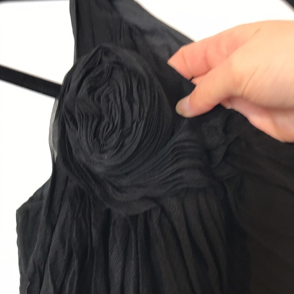 HALSTON rosette silk chiffon one shoulder tunic top - Picture 7 of 11